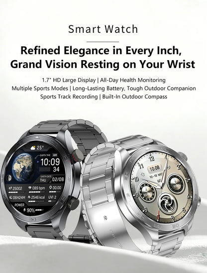 2026 new business men's smart watch 1000 mAh battery with compass altitude pressure IPX8 waterproof call sports health watch
