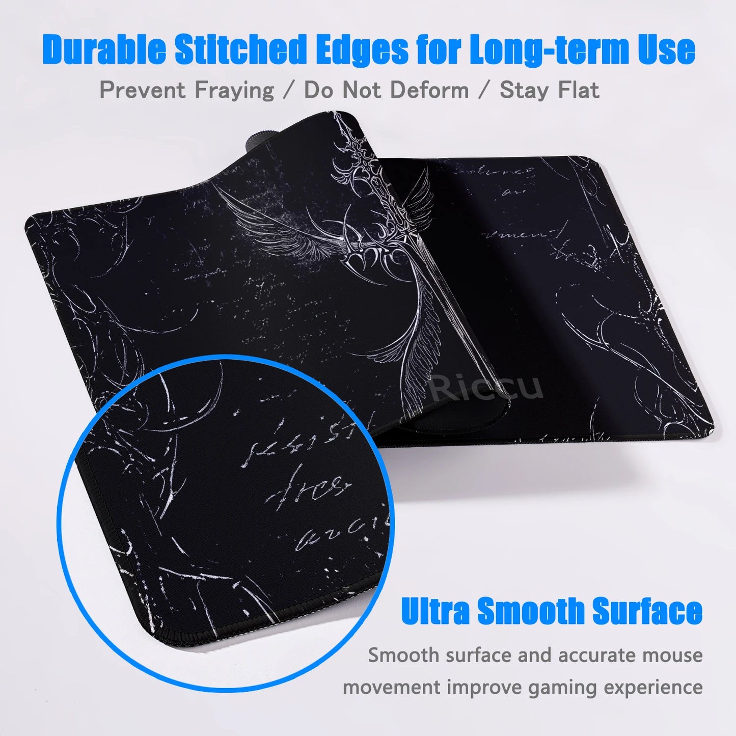 Black White Cybersigilism Deskmat Gothic Sword Art Mousepad Office Rubber Mouse Pad XXL PC Desk Accessories Gaming Keyboard Mats