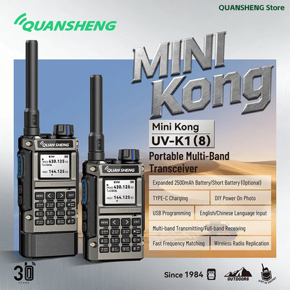 Quansheng UV K1 8 MINI Walkie Talkie Long Range Camping Emergency FM AM Ham Communication Radio Transceiver Wireless Set Walkier