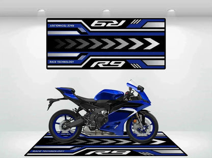 Crystal Velvet Motorcycle Mat for Yamaha R9/R6/MT-01/MT-03, Anti-Slip Garage Floor Mat, Oil Absorbent, Motorbike Parking Rug