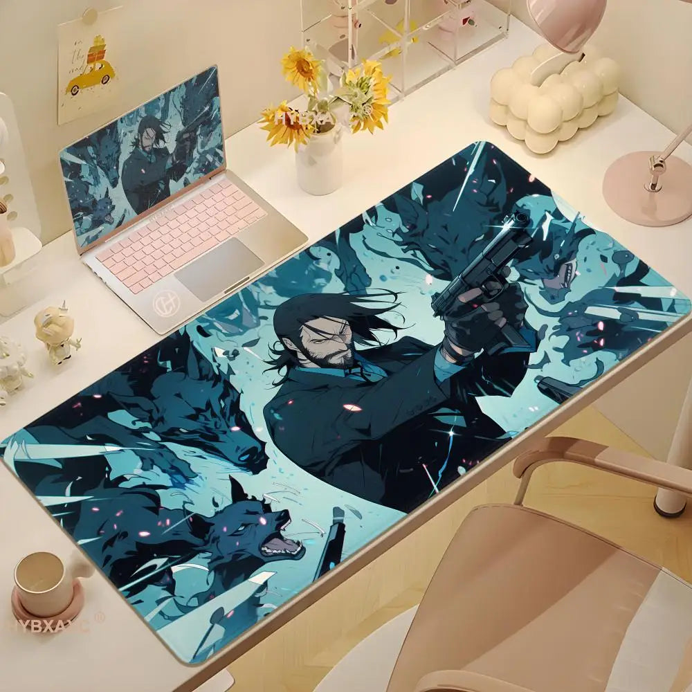 John Wick Mousepad Non-slip Lockedge Office Student Gaming Thickened Large Writing Pad Cushion 100x50