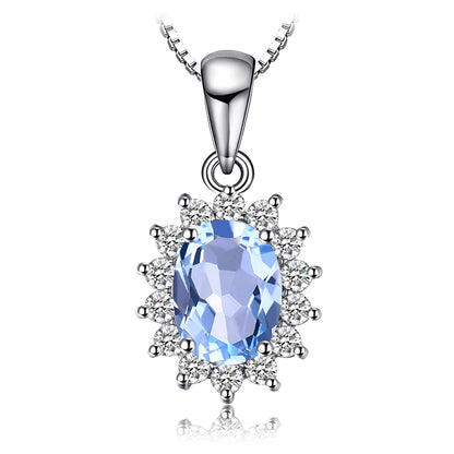 JewelryPalace Princess Diana Created Blue Sapphire Ruby Simulated Emerald 925 Sterling Silver Pendant Necklace for WomenNo Chain