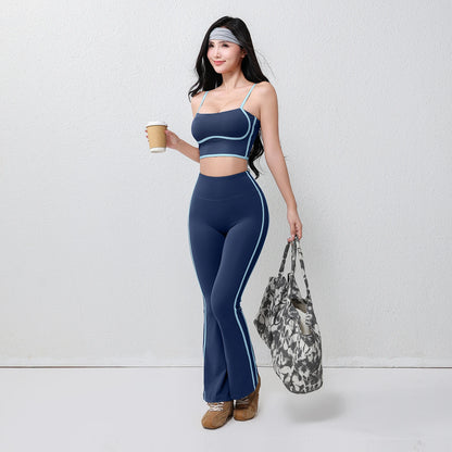 Women's Plus Size Fitness Flare Yoga Pants Four-Way Stretch Breathable Full Length Elastic Waist Hip Lifting Yoga Trousers
