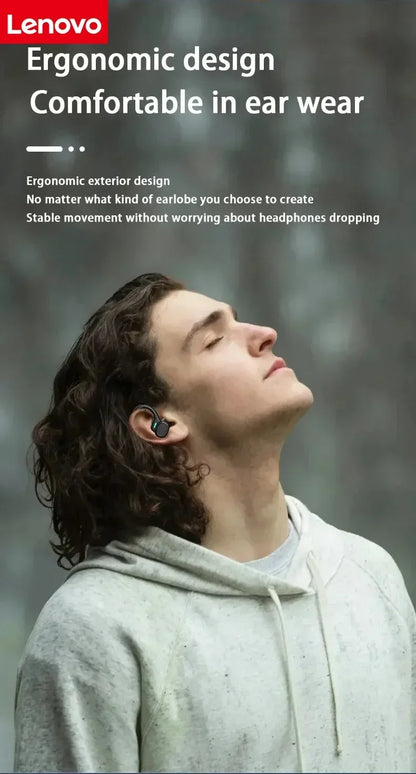 Lenovo Sports Wireless Headphones BT 5.3 over Ear Ture Buds with Earhooks Waterproof Sports Earphones Running in-Ear Headset