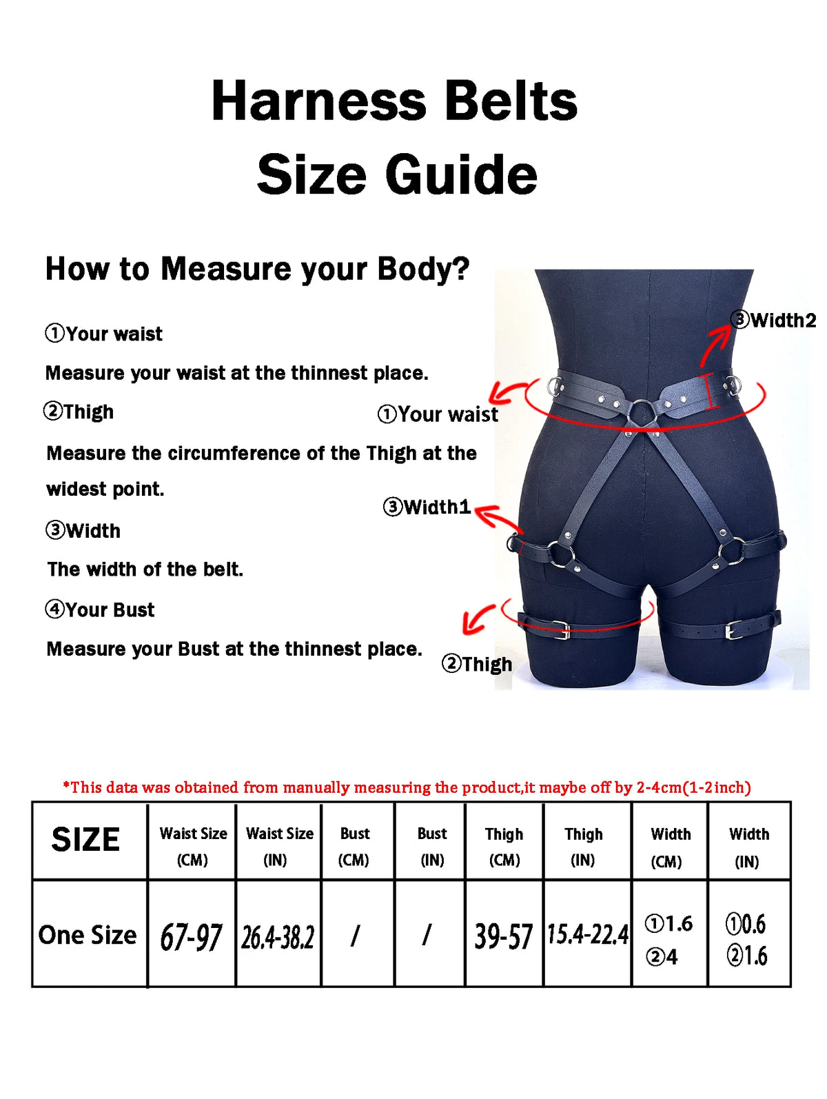 Women's PU Leather Harness Belt Gothic Punk Fashion Belt Adjustable Decorative Leg Belt for Daily Wear Leisure Accessories