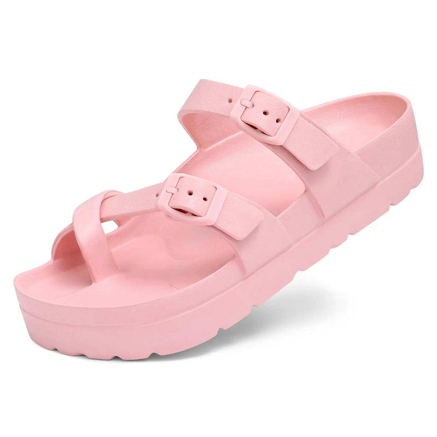 Shevalues Casual Women's Sandals With Arch Support Anti-slip Fashion New Slides Soft Sole Beach Slippers With Adjustable Buckle
