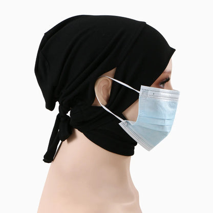Jersey Cotton Muslim Women Under Hijab Cap With Ear Hole Inner Hijab Cap Round Forehead Underscarf Bonnet Femme Musulman