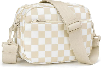 Small Checkered Crossbody Bag for Women Cute Purses Trendy Shoulder Handbags Wide Strap Anti theft Travel Purses Handbag Shoulder Bag, Cute Cross Body Wallet