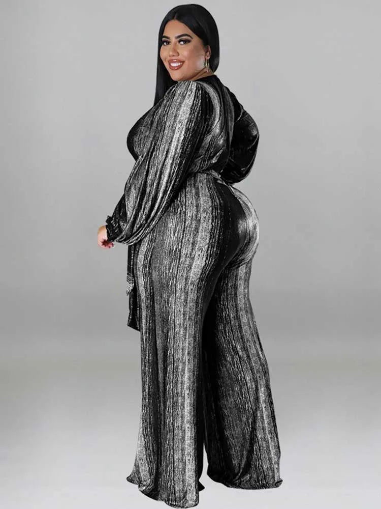 One Piece Outfit Women Jumpsuit 4xl Elegant Woman Jumpsuits V Neck Sexy Trousers Female Clothes Full-length Jumpsuit Plus Size