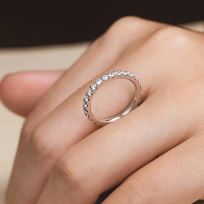 Moissanite Ring 100% Pass Diamond Tester Pen Matching Wedding Diamond Band for Women 925 Sterling Silver Female Single Tail Ring