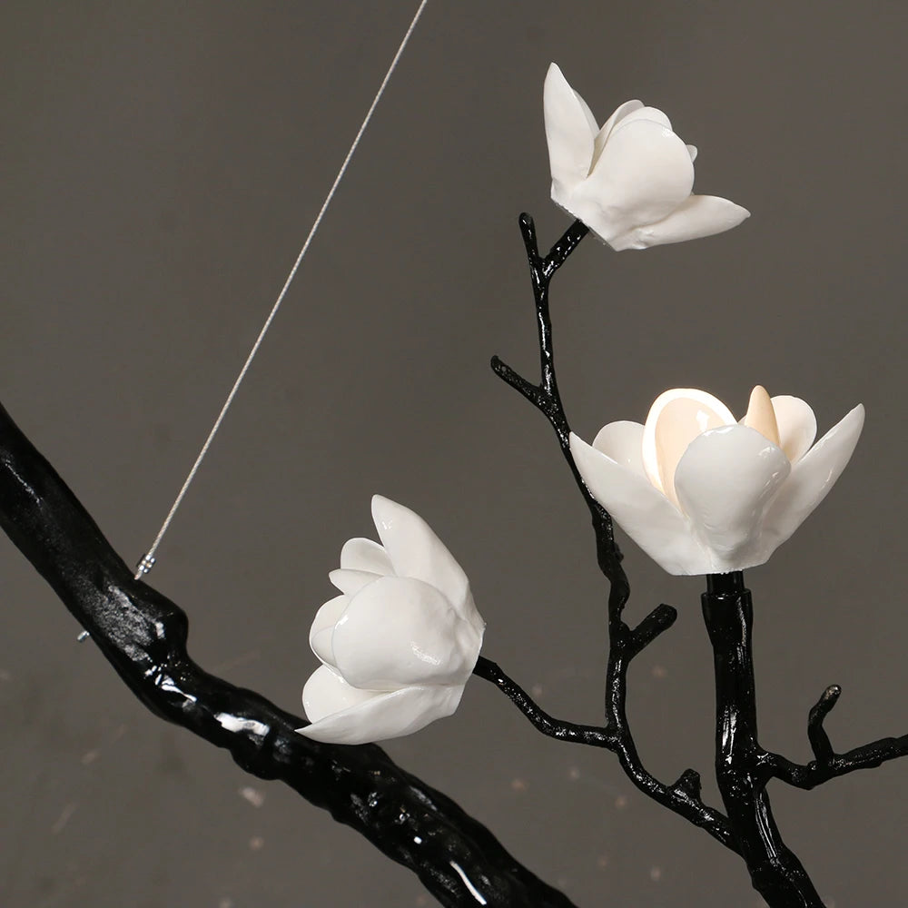 New Italian Light Luxury Ceramic All Copper Branch Living Room Ceiling Light Hotel Restaurant Sales Department Staircase Light