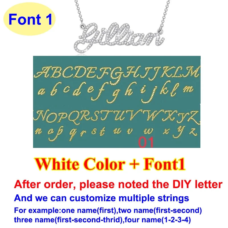 DIY A-Z Letter Name Full Moissanite Diamond Necklace for Women 925 Sterling Silver Plated 18k Gold Women's Moissanite Chain Gift