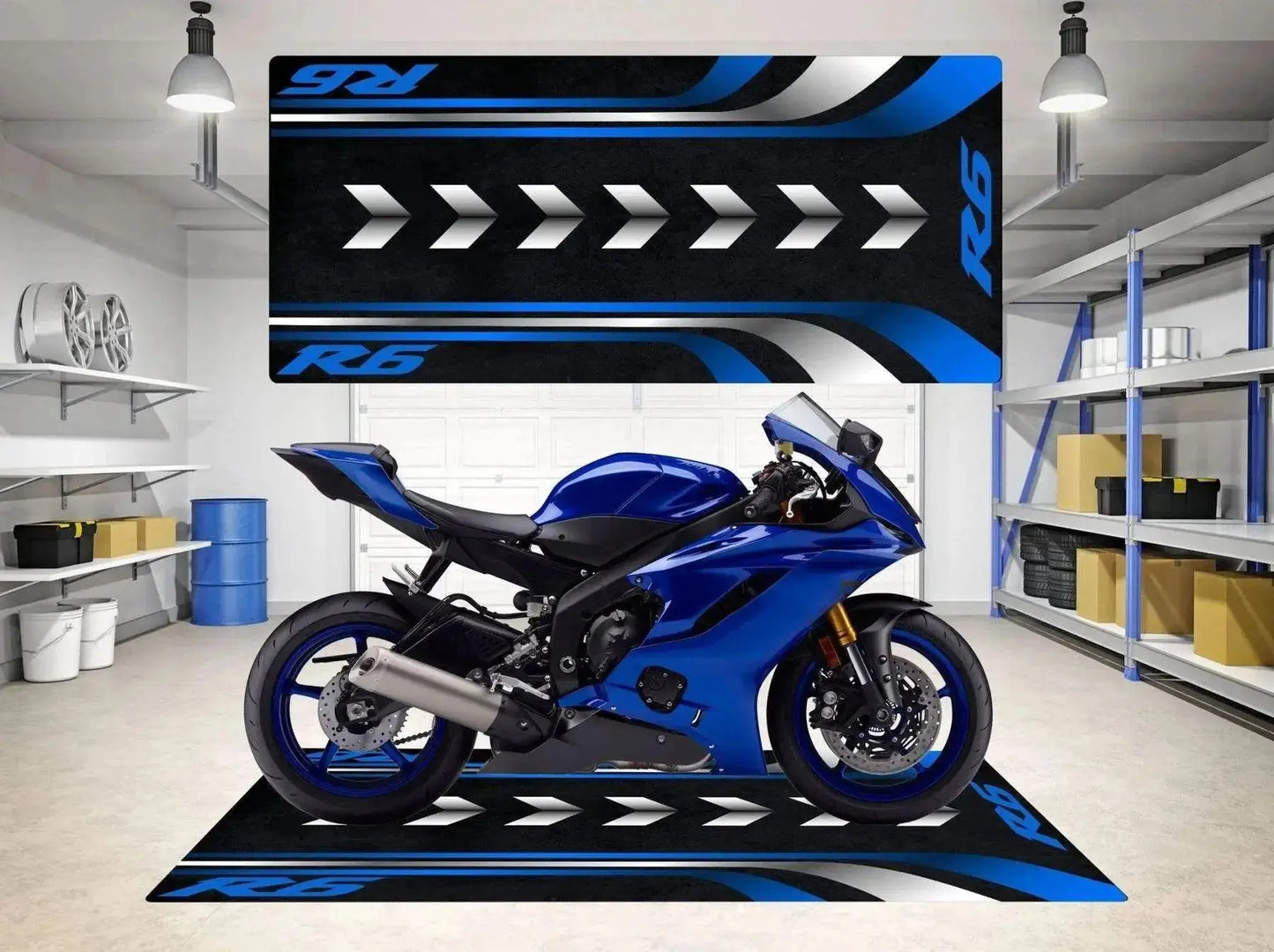 Crystal Velvet Motorcycle Mat for Yamaha R9/R6/MT-01/MT-03, Anti-Slip Garage Floor Mat, Oil Absorbent, Motorbike Parking Rug