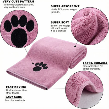 Super Absorbent Dog Bath Towel - Quick-Drying Soft Pet Towel for Small Large Dogs Puppy Grooming
