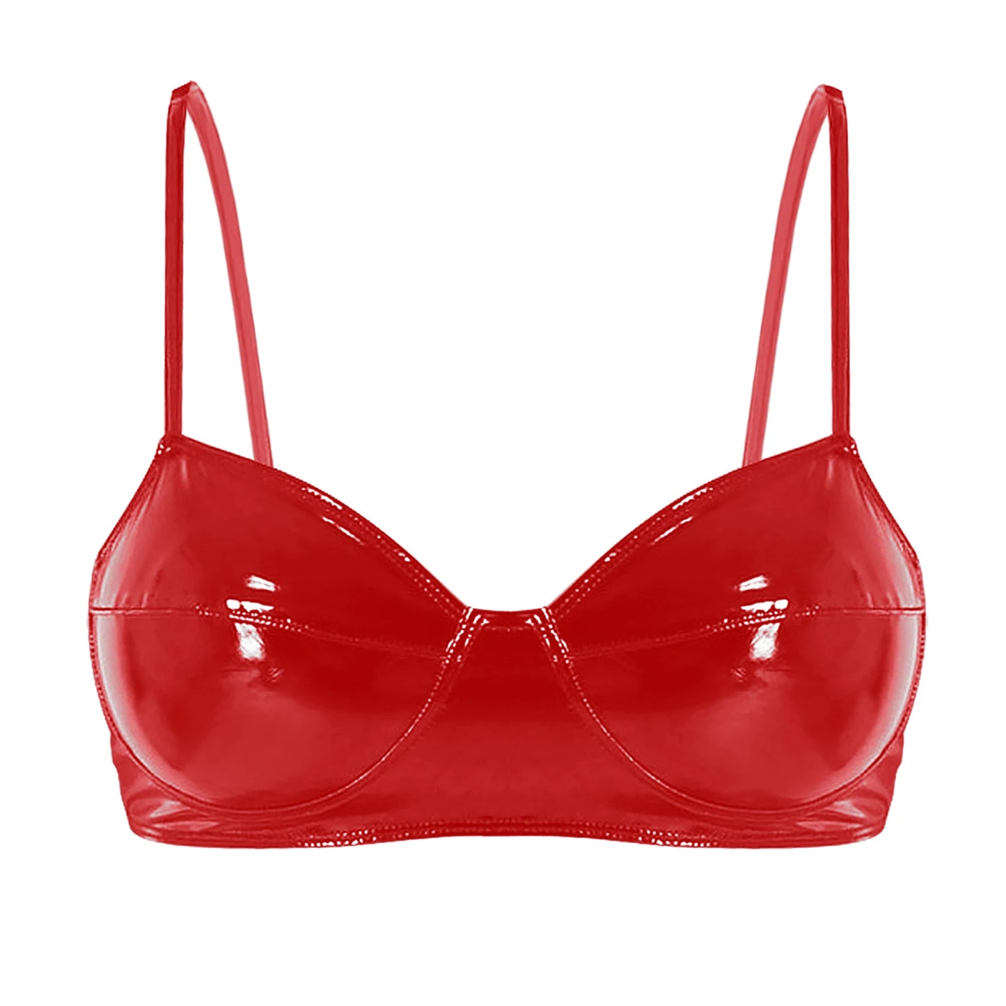 Womens Sexy Belly Dancing Clubwear Wetlook Glossy Patent Leather Bra Top Lingerie Nightclub Rave Outfit Pole Dance Bra Brassiere