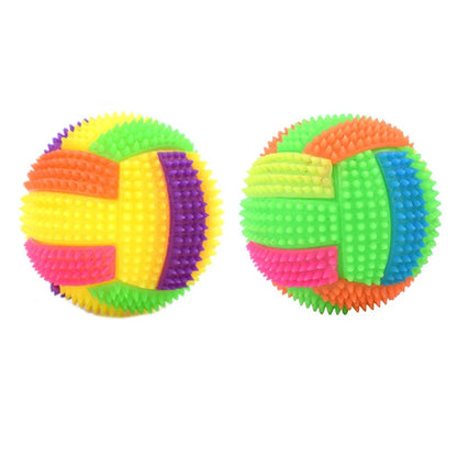 Dog Chew Toys for Small to Large Breed Dogs Squeak Glowing Balls Non-Toxic Rubber for Puppy Clean Teeth Relieve Boredom