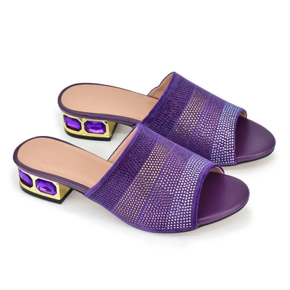 Insightlink Latest Shoes Women Luxury Rhinestone Crystal Pumps 2024 New Fashion Slippers Sandals Party Low Heels Elegant Italian