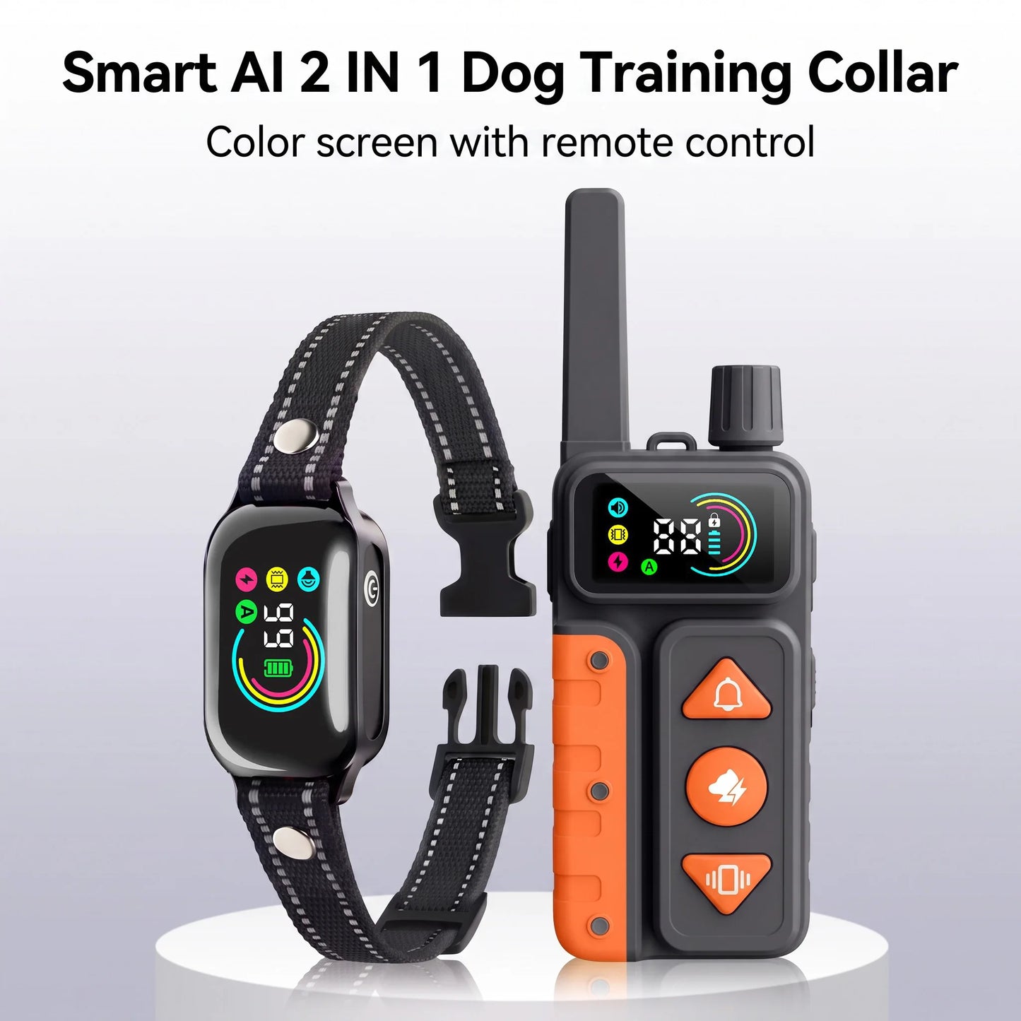 2026 New AI Dog Training Collar for 10-120lbs Dogs,2 in 1 Automatic Anti Bark Electric Collar,3300FT IPX7 Dog Shock Collar