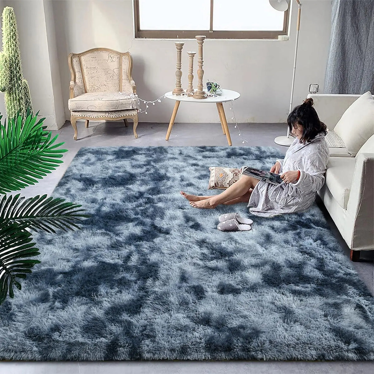 Tie-dye Soft Runner Rugs for Bedroom Living Room Plush Fluffy Mat Shag Furry Area Carpet Anti-Slip for Girls Room Home Decorat