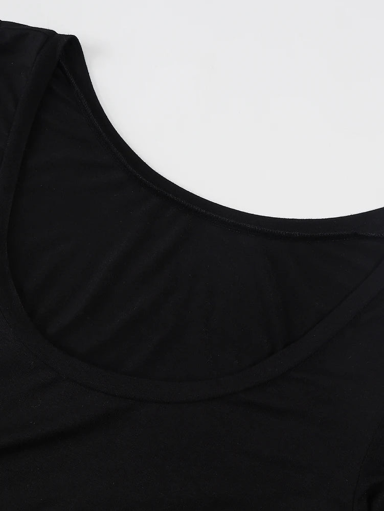 Autumn New Arrivals: Women's Black Long-Sleeved Square Neck Jumpsuit   Casual Long-Sleeved Relaxed Wide-Leg Jumpsuit