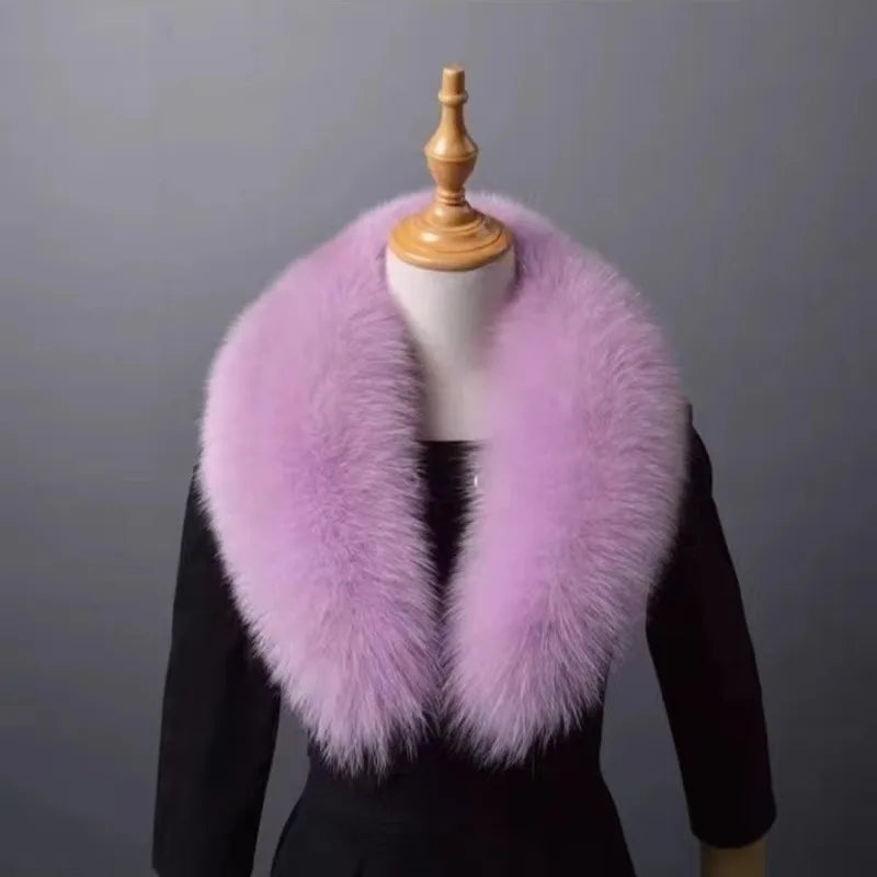 Winter Real Fox Fur Collar Woman Furry Natural Raccoon Fur Scarf Shawls Luxury Neck Warmer Wraps For Coat Fur Scarves Large Size