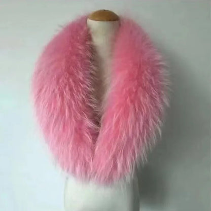Winter Real Fox Fur Collar Woman Furry Natural Raccoon Fur Scarf Shawls Luxury Neck Warmer Wraps For Coat Fur Scarves Large Size