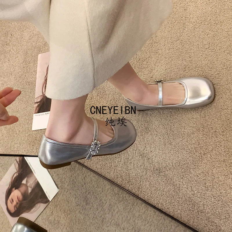 New Spring Autumn Women Ballet Flats Comfort Round Toe Soft Sole Leather Shoes Ladies Daily Wear Dress Mary Jane Shoes