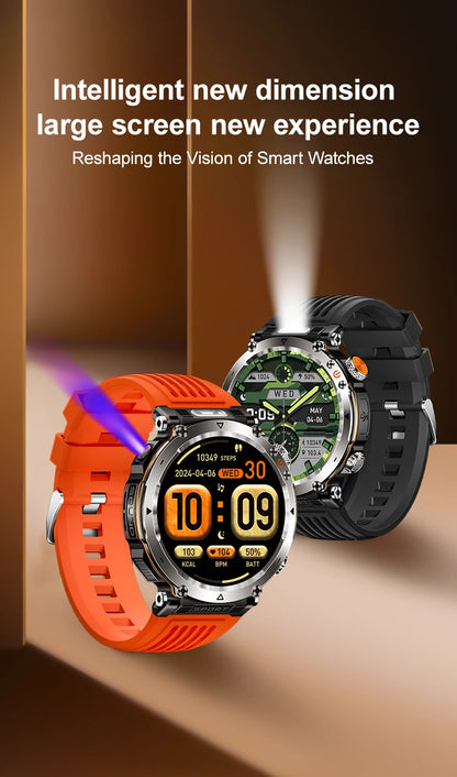 DAORKOW 2026 New Model 10ATM Waterproof 600mAh Smartwatch Compass LED Flashlight Bluetooth Call Outdoor Sports Smartwatch