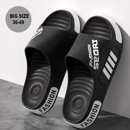 Big Size 36-47 Men Slippers Summer Flat Sole Home Slippers For Women Man Open Toe Trend Slides Couple Light Beach Shoes Sandals