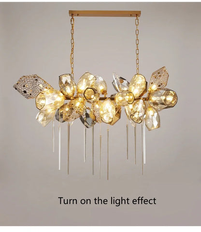 Postmodern Luxury K9 Crystal Chandelier Kitchen Island Decor LED Lighting Cognac Glass Dining Room Hanging Lights Loft Lamps