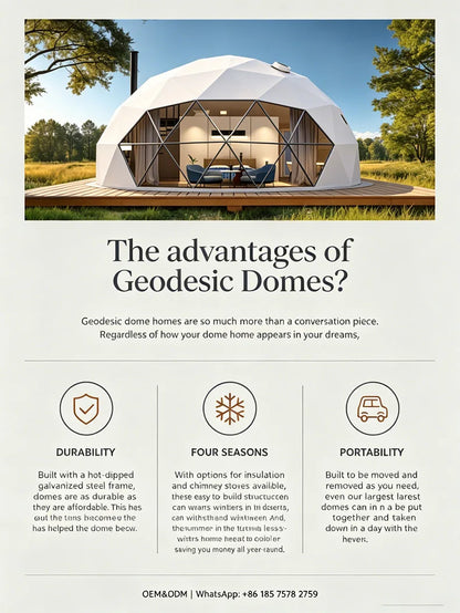 Modular Custom High‑End Luxury Geodesic Glamping Dome House for Outdoor Hotel Resort Commercial Projects