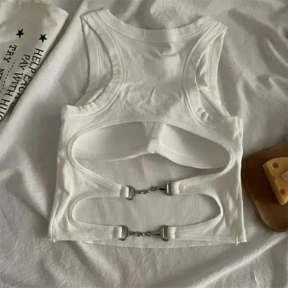 New Women Sports Tank Tops With Bra Pad Casual Crop Tops Backless Knitt Running Camisole For Women Streetwear Tops