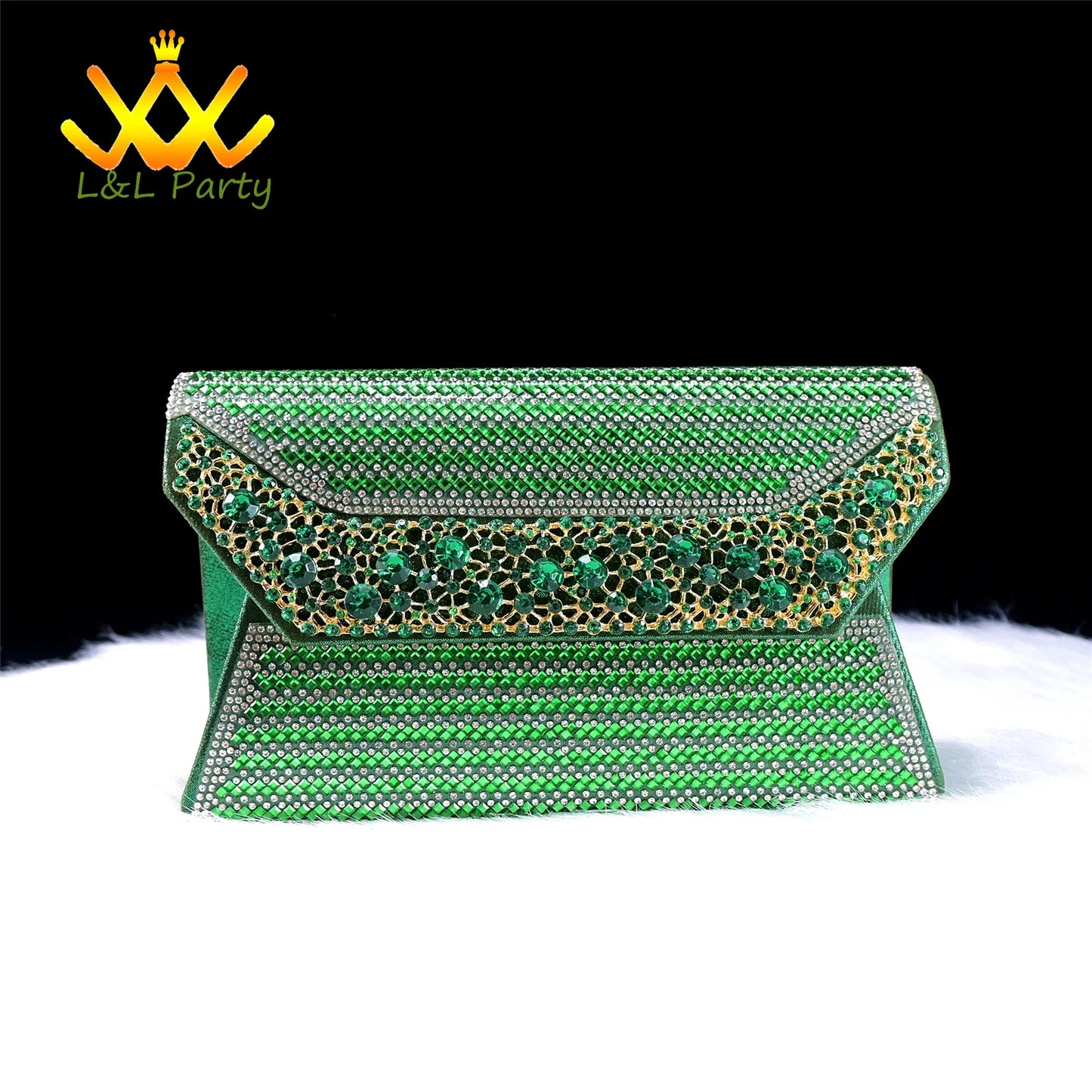 2024 Special New Arrivals Italian Women Shoes and Bag to Match in Green Color with Platform Shinning Crystal Sandal for Wedding