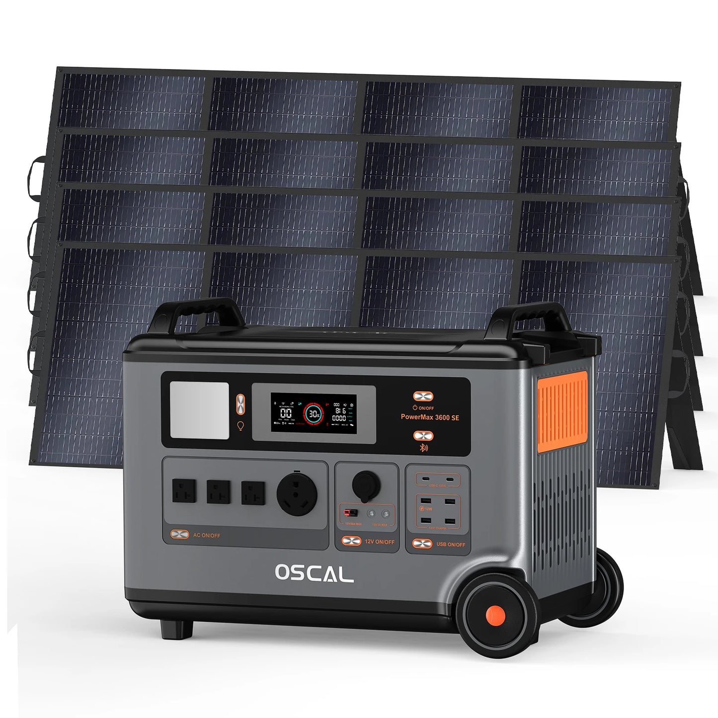 OSCAL PowerMax 3600SE Portable Power Station, 3600Wh LiFePO4 Battery, Solar Generator optional 400W Solar Panel, 3600W (Surge 7200W) Fast charging Home Backup Battery, Power Supply for Camping, RV
