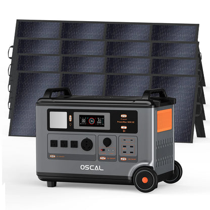 OSCAL PowerMax 3600SE Portable Power Station, 3600Wh LiFePO4 Battery, Solar Generator optional 400W Solar Panel, 3600W (Surge 7200W) Fast charging Home Backup Battery, Power Supply for Camping, RV