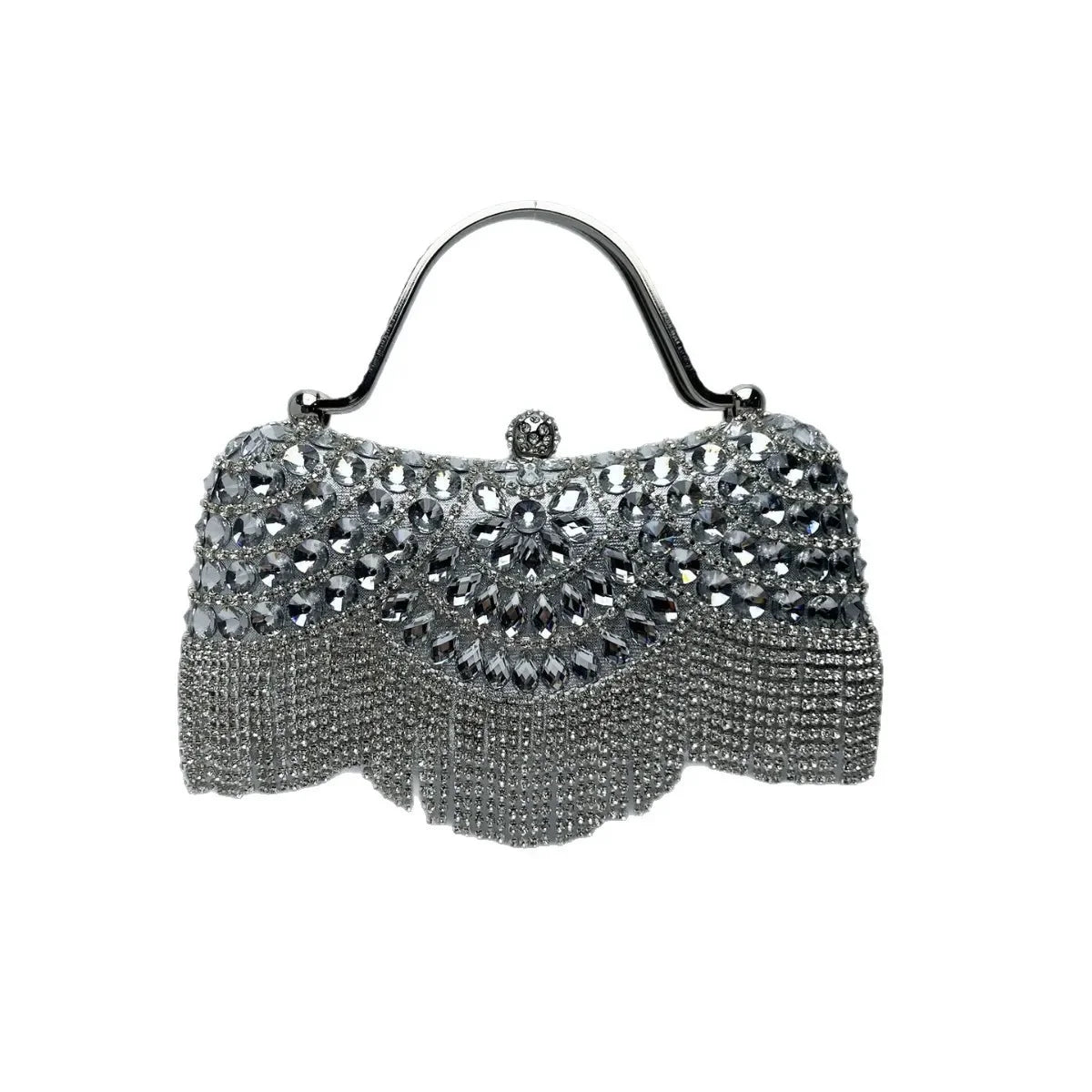 Elegant Rhinestone Clutch Evening Bag Women Party Clutch Purse Fringe for Birthday Wedding Banquet Occasions Handbag Wedding