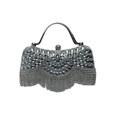 Elegant Rhinestone Clutch Evening Bag Women Party Clutch Purse Fringe for Birthday Wedding Banquet Occasions Handbag Wedding