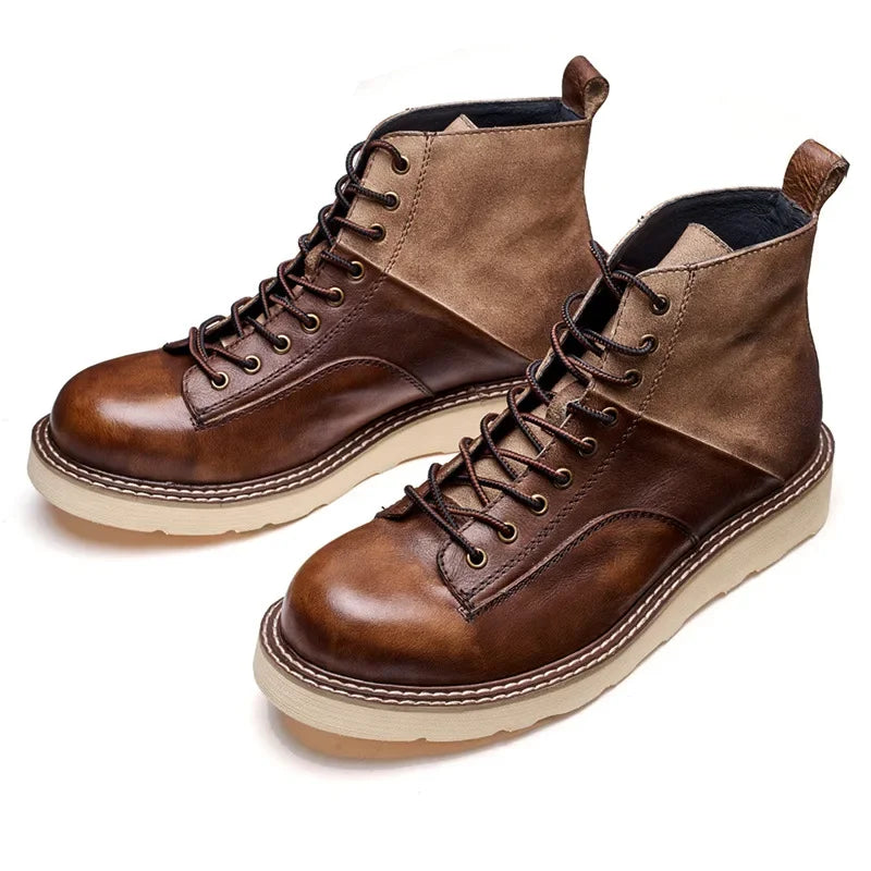 New Vintage British Men Shoes High Quality Japanese Outdoor Cow Leather Boots Spring Autumn Ankle Boots Men Motorcycle Boots