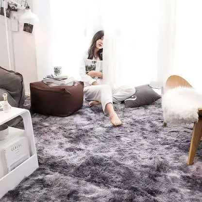 VIKAMA Soft Fluffy Plush Tie-Dye Carpet Gradient Long Fine Hairs Fabric Bedside Mat Rug For Girl's Bedroom Home Decor Girl‘s Gif