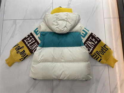 Streetwear Letter Stitching Fashion Down Jacket Women's New Hooded Parka Loose Winter Down Coat Female Thick Casual Warm Clothes