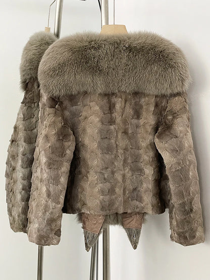 OFTBUY New Winter Top Clothing Women Short Thickened Warm Real Mink Fur Coat Female Natural Fox Fur Fluffy Outerwear Jacket Lady