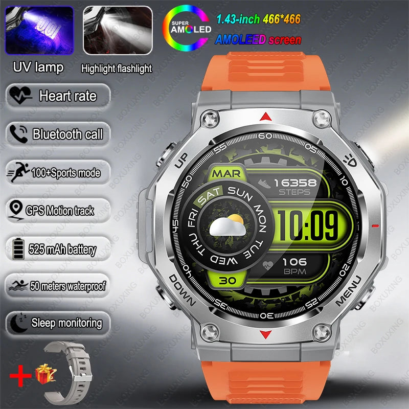 2026 New Military Active Edge Smart Watch Men 10ATM Waterproof GPS Motion Track 100+Sport Modes Heart Rate HD BT Call Smartwatch