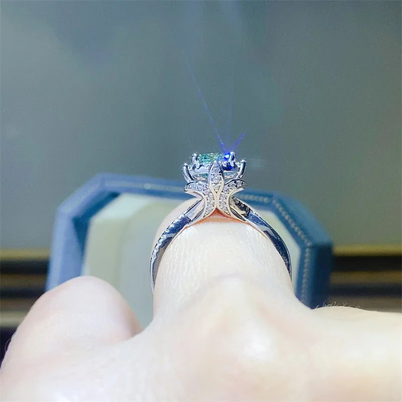 100% Original Certified 18K platinum PT950 Royal Manor 2 Carat Green Moissanite Ring Diamond Ring Comes with Certificate