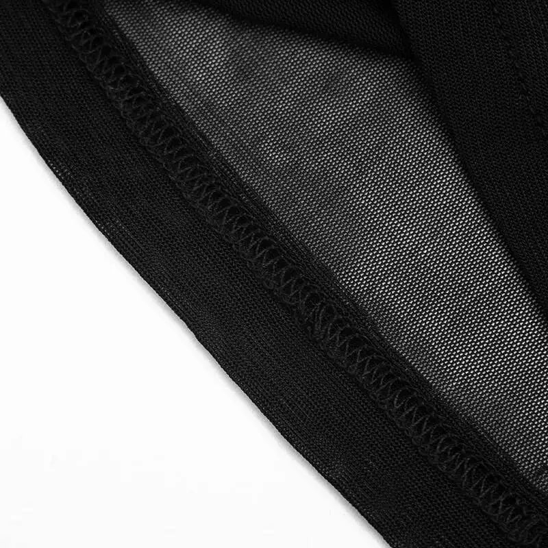 Sibybo Sleeveless Sheer Mesh Patchwork Women Jumpsuit Black Backless Ribbons High Stretch Bodycon Rompers Female Party Clubwear