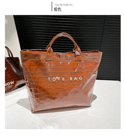 Crocodile Texture Tote Bag Pvc Kraft Paper Large Capacity Luxury Hobo Handbag Women Casual Shopping Letters Top Handle Hand Bags