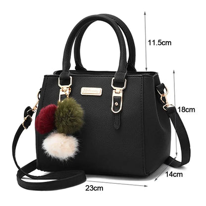 Simple Fashion Shoulder Bags PU Leather Solid Color Embossed Crossbody Bag Large Capacity with Pendant Female Messenger Bag