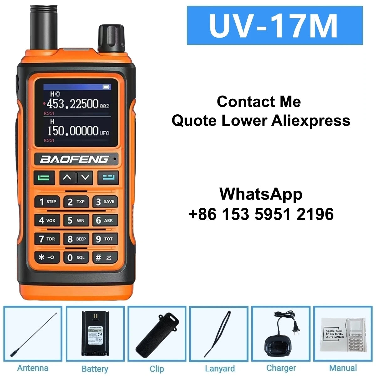 Baofeng 10W Ham Radio Uv-17R Long Range Walkie Talkie 999Ch Wireless Copy Air Band Type-C Emergency Tool For Enthusiasts