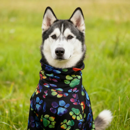 All-Season Digital Printing Dog T-shirts - The dog paw print design adds color to the black color. Fashionable dog paw print gre