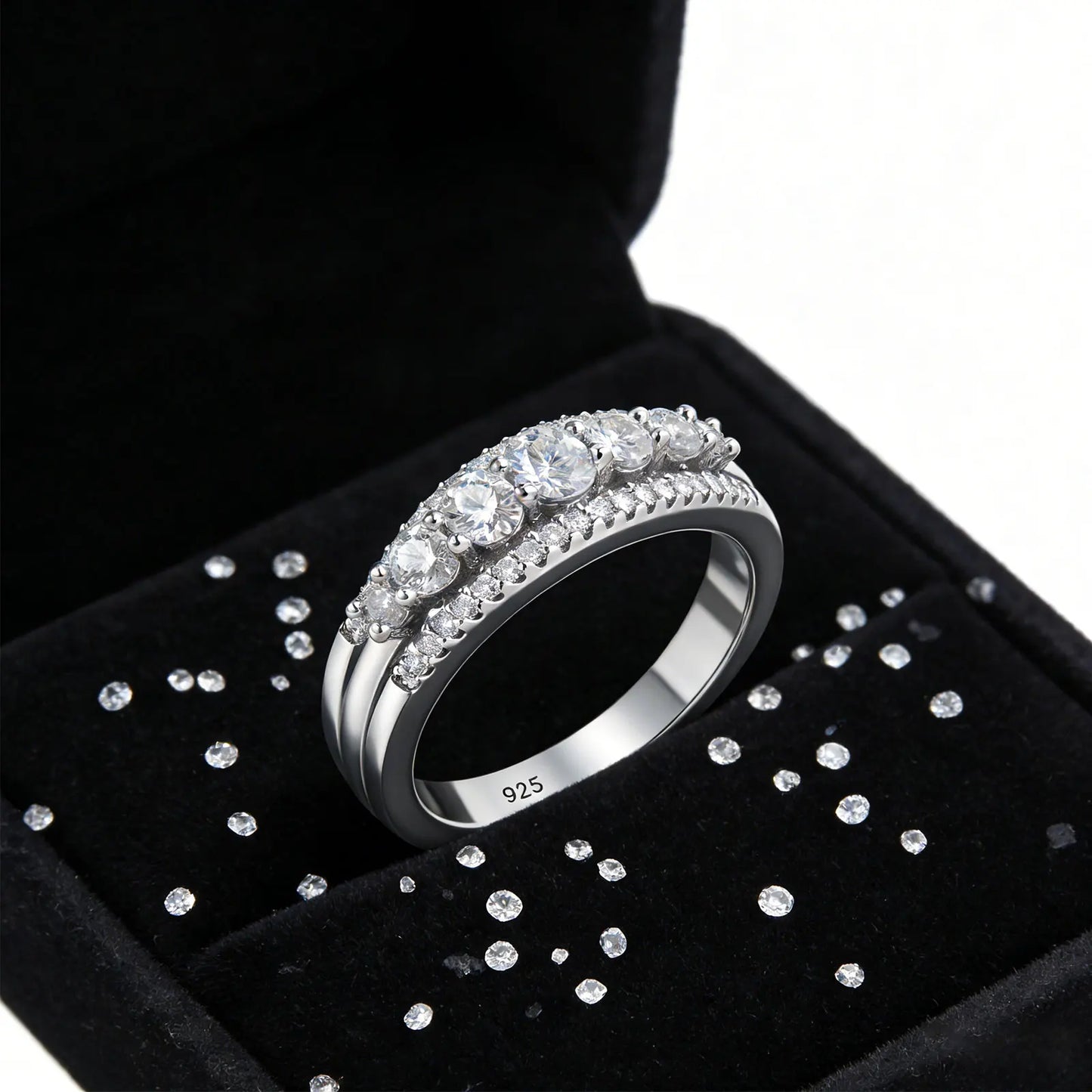 Newshe Luxury Moissanite Wedding Rings for Women Original 925 Sterling Silver Eternity Band Engagement Ring Fine Jewelry