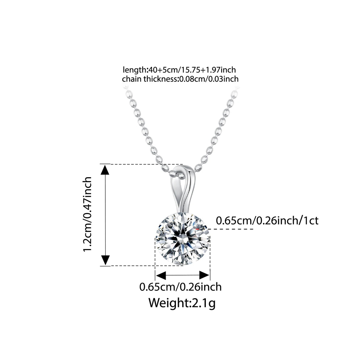 BAMOER 1CT Rotatable Moissanite Necklace, 925 Sterling Silver Halo Pendant Necklace with Beads Chain for Women Sparking Gift